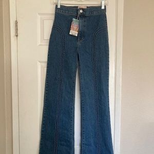 Revive Denim Rollergirl Flares, Blue Clue Wash, 28